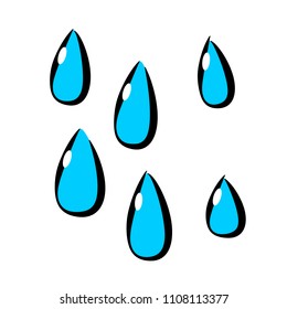 Raindrop, icon, children's drawing style.