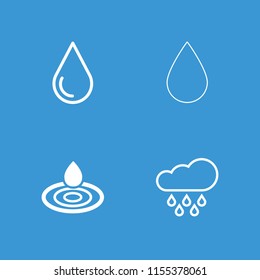 Raindrop icon. collection of 4 raindrop filled and outline icons such as water drop. editable raindrop icons for web and mobile.