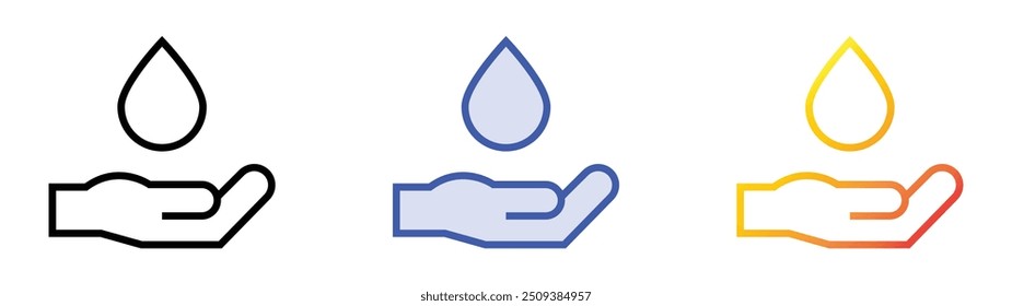 raindrop icon. Linear, Blue Fill and Gradient Style Design Isolated On White Background