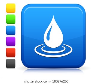 Raindrop Icon on Square Internet Button Collection
