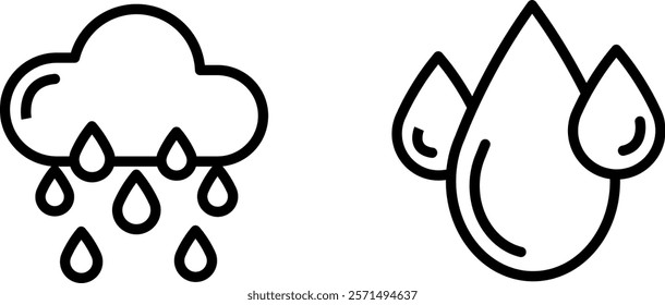 "Raindrop Icon Representing Weather, Precipitation, and Nature for Rain, Water Drops, and Atmospheric Conditions"