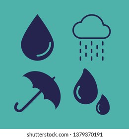 raindrop icon set with rain, drop and umbrella vector illustration