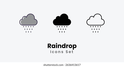 Raindrop Icons thin line and glyph vector icon stock illustration