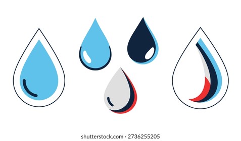 Raindrop Line art flat illustration