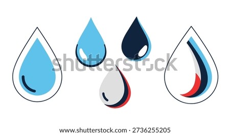 Raindrop Line art flat illustration