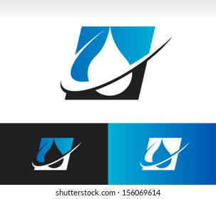 Raindrop logo icon with swoosh graphic element