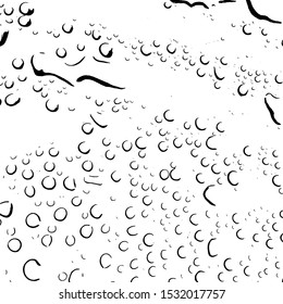 Raindrop on a glass overlay grunge texture. Distress black and white water drop background. Artistic wet design template. EPS10 vector.