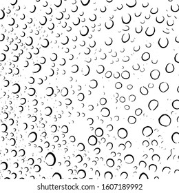 Raindrop on a glass overlay grunge texture. Distress black and white water drop background. Artistic wet design template. EPS10 vector.