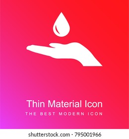 Raindrop on a hand red and pink gradient material white icon minimal design