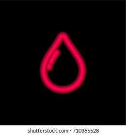 Raindrop red glowing neon ui ux icon. Glowing sign logo vector