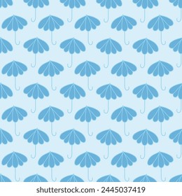 Raindrop shapes make blue umbrellas seamless pattern print background