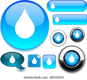 Raindrop vector glossy icons.