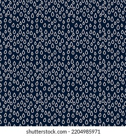Raindrop vector seamless background . White drops on dark blue