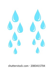 Raindrops. Blob of clear rain or sweat, vector illustration isolated on white background