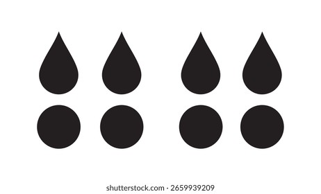 Gotas de lluvia y círculos iconos simples aislados en blanco
