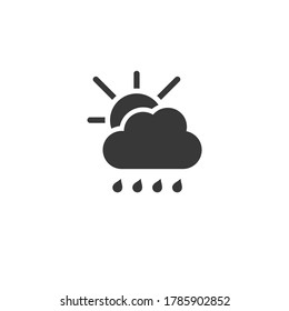 Regentropfen, Wolke und Sonne. Symbol. Wetterglyph, Vektorgrafik