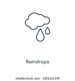 Raindrops concept line icon. Linear Raindrops concept outline symbol design. This simple element illustration can be used for web and mobile UI/UX.