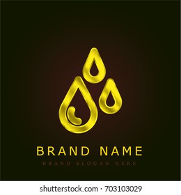 Raindrops golden metallic logo