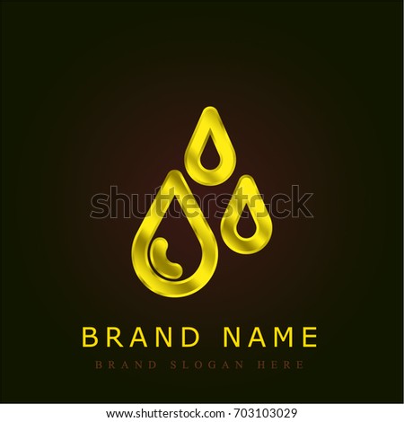 Raindrops golden metallic logo