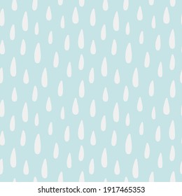 Raindrops hand drawn seamless pattern. Children room decor in pastel color. Kids nursery. Rainbow raindrops. Baby shower party. Cute trendy design for fabric, card, wallpaper. Vector illustration.