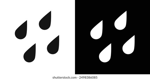 Raindrops icon flat line symbol set.