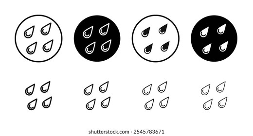 Conjunto de símbolos de línea plana de icono de gotas de lluvia.