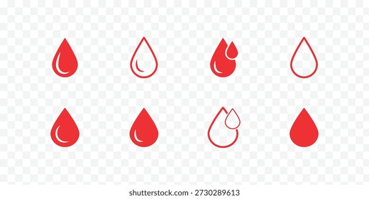 Symbollinienstil für Regentropfen. Vektorgrafiken für Grafikdesign-Elemente. Wassertropfen Symbole Logo Vektor. Minimale Tränendrop-Icon-Set von Flüssigkeitstropfen in einfachen Vektorsilhouetten. Wassertropfen Symbole lineares Symbol. 