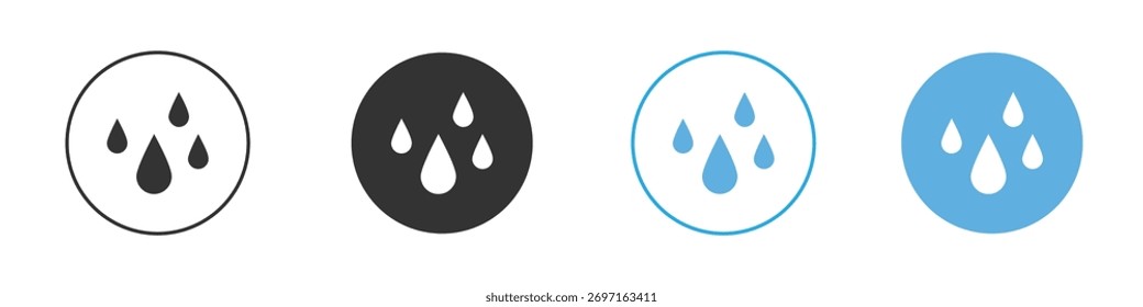 Ícone de pingos de chuva Conjunto de design de modelo de logotipo