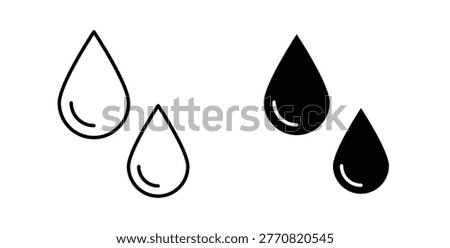 Raindrops icon pack flat black, Editable line icons