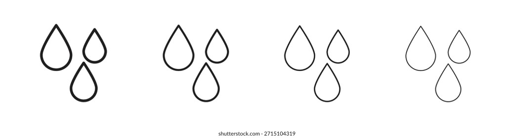 Conjunto de iconos de gotas de lluvia. Una colección de simples iconos negros de trazos finos