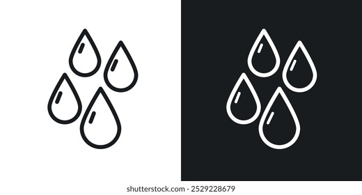 Ícone de pingos de chuva na cor preta da linha fina. ilustração simples de símbolos vetoriais planos.
