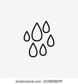 Icono de gotas de lluvia en tres tamaños de trazo de línea diferentes.