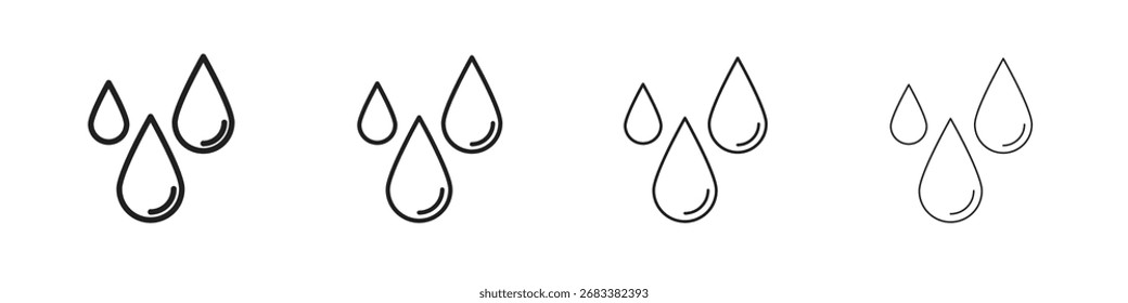 Ícone de pingos de chuva gráficos vetoriais. ícones de vetor de estilo preto