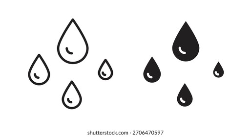 Icono de gotas de lluvia para Sitios web y diseño plano minimalista móvil.