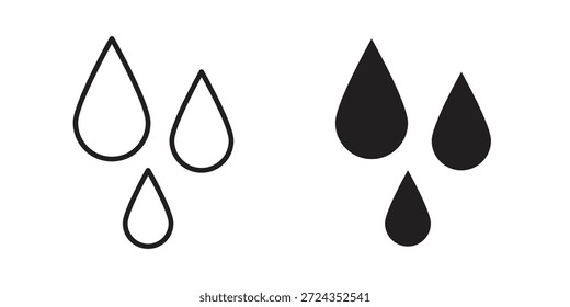 Iconos de gotas de lluvia de color negro en varios estilos