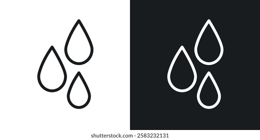 Raindrops icons in black and white liner strokes for web design.