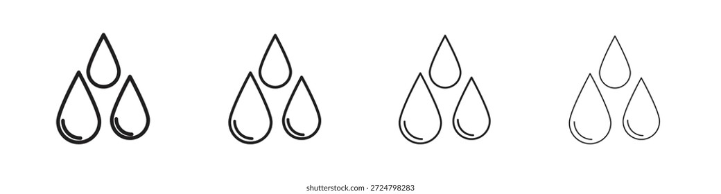 Coleção de vetores de linha de ícones de pingos de chuva. Ícone de vetor perfeito de pixel
