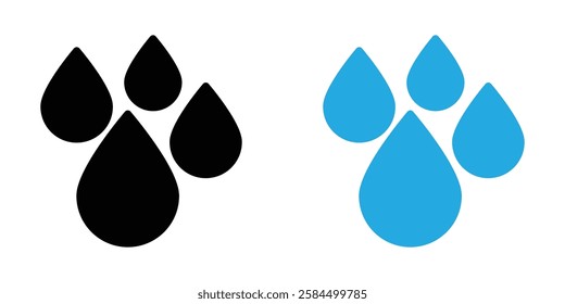 Raindrops icons pack in black and colored version