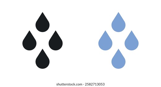 Raindrops icons set vectors black and colored style