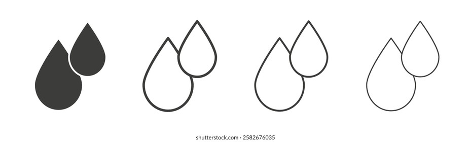 Raindrops icons set vectors graphic designs
