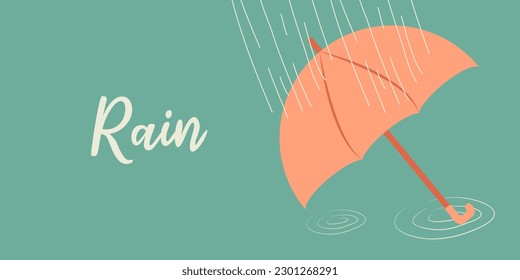 Gotas de lluvia en un fondo azul. Lluvia. Agua. Retro. Plantilla para un sitio web, banner, afiche. Ilustración plana vectorial.