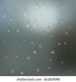 Raindrops on a blurred background. Vector rain.