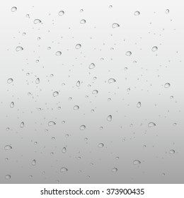 Raindrops on glass. Realistic vector background.