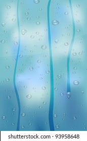 Raindrops on glass window. Vector file.