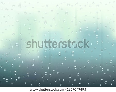 Raindrops on the misted window glass. Vector background