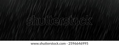 Raindrops on transparent background, downpour, hail, snow. Vector png, illustration for banner, postcard, advertising, realistic rain for design.