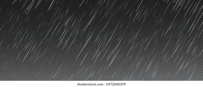 Raindrops on transparent background. Storm with rain and white cloud isolated on transparent background. Downpour, hail rainy weather. png