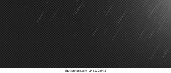 Raindrops on transparent background. Storm with rain and white cloud isolated on transparent background. Downpour, hail rainy weather. png