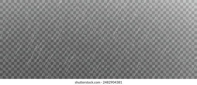 Raindrops on transparent background. Storm with rain and white cloud isolated on transparent background. Downpour, hail rainy weather. Rain and snow, rain and hail png.