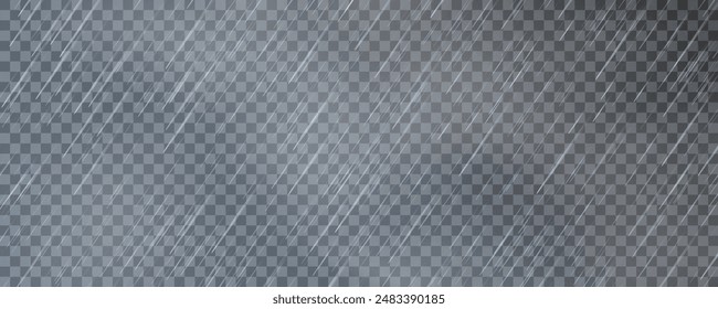Raindrops on transparent background. Storm with rain and white cloud isolated on transparent background. Downpour, hail rainy weather. png